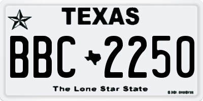 TX license plate BBC2250