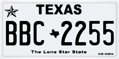 TX license plate BBC2255