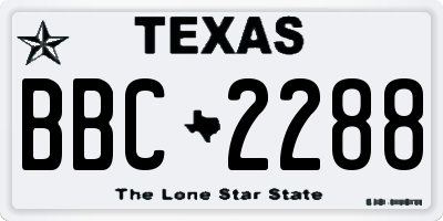 TX license plate BBC2288
