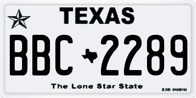 TX license plate BBC2289