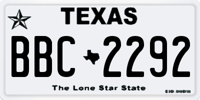 TX license plate BBC2292
