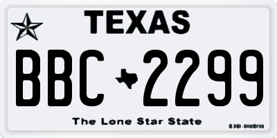 TX license plate BBC2299