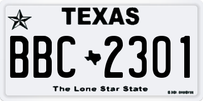 TX license plate BBC2301