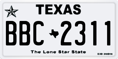 TX license plate BBC2311