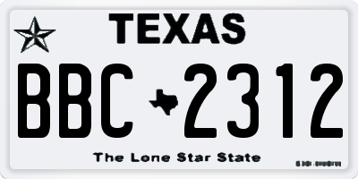 TX license plate BBC2312