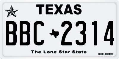 TX license plate BBC2314