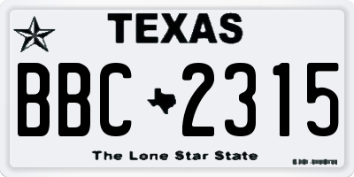 TX license plate BBC2315