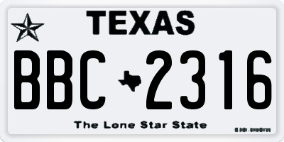 TX license plate BBC2316