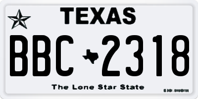 TX license plate BBC2318
