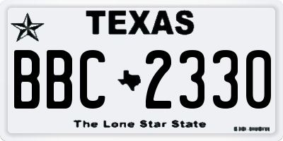 TX license plate BBC2330