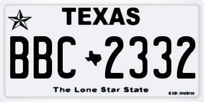 TX license plate BBC2332