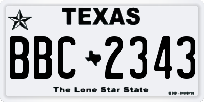 TX license plate BBC2343