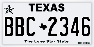 TX license plate BBC2346