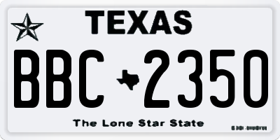 TX license plate BBC2350