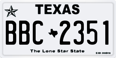 TX license plate BBC2351