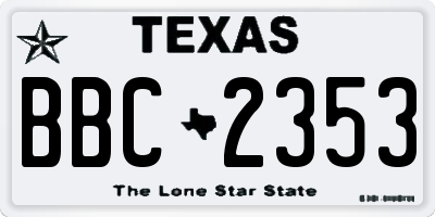 TX license plate BBC2353