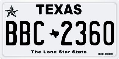 TX license plate BBC2360