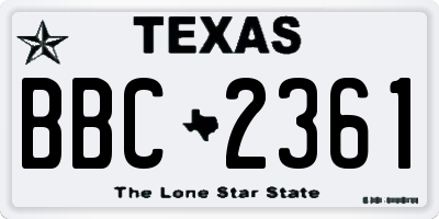 TX license plate BBC2361