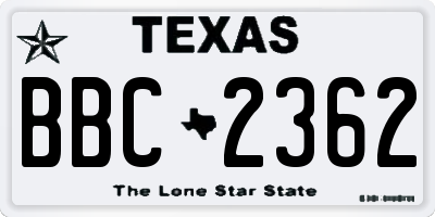 TX license plate BBC2362