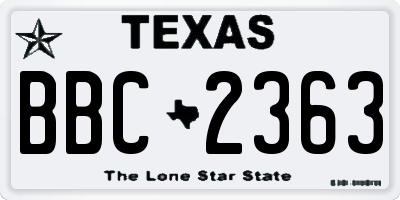 TX license plate BBC2363