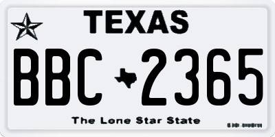 TX license plate BBC2365