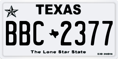 TX license plate BBC2377