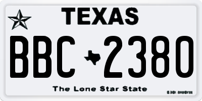 TX license plate BBC2380