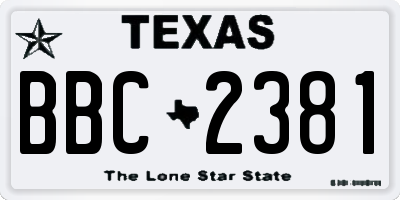 TX license plate BBC2381