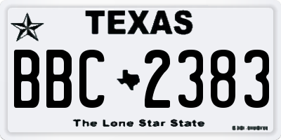 TX license plate BBC2383