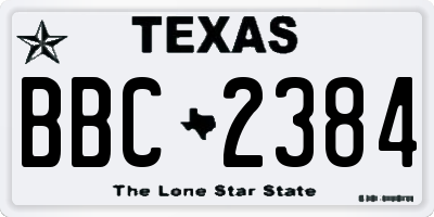 TX license plate BBC2384