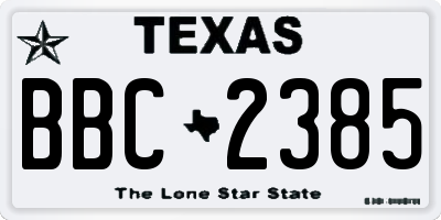 TX license plate BBC2385