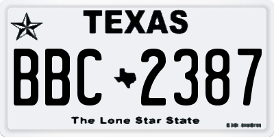 TX license plate BBC2387