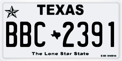 TX license plate BBC2391