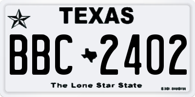 TX license plate BBC2402