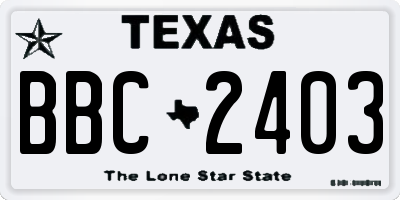 TX license plate BBC2403