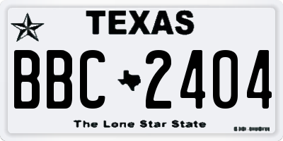 TX license plate BBC2404