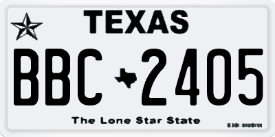 TX license plate BBC2405
