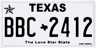 TX license plate BBC2412