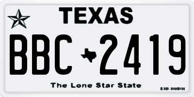 TX license plate BBC2419