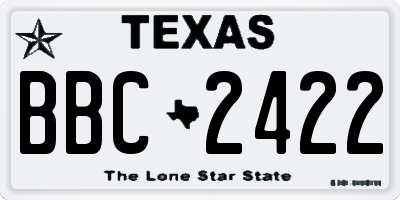 TX license plate BBC2422