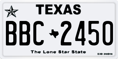 TX license plate BBC2450