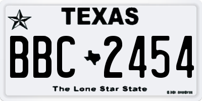 TX license plate BBC2454