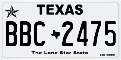 TX license plate BBC2475