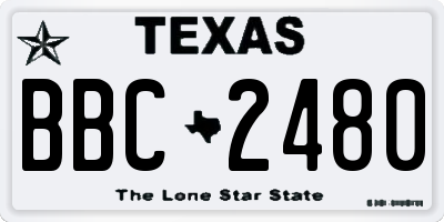 TX license plate BBC2480