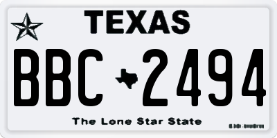 TX license plate BBC2494