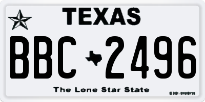 TX license plate BBC2496
