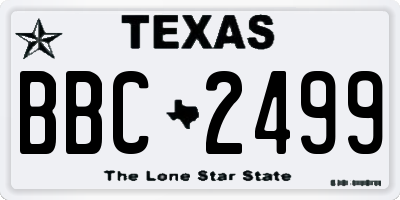TX license plate BBC2499