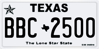 TX license plate BBC2500