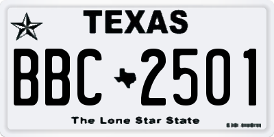 TX license plate BBC2501