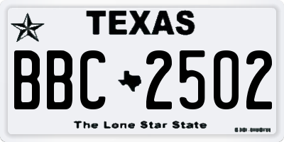 TX license plate BBC2502